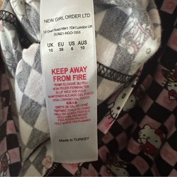 Hello Kitty x NGOrder Checkerboard Bodycon Dress Black Pink Size US 6 - Picture 6 of 9